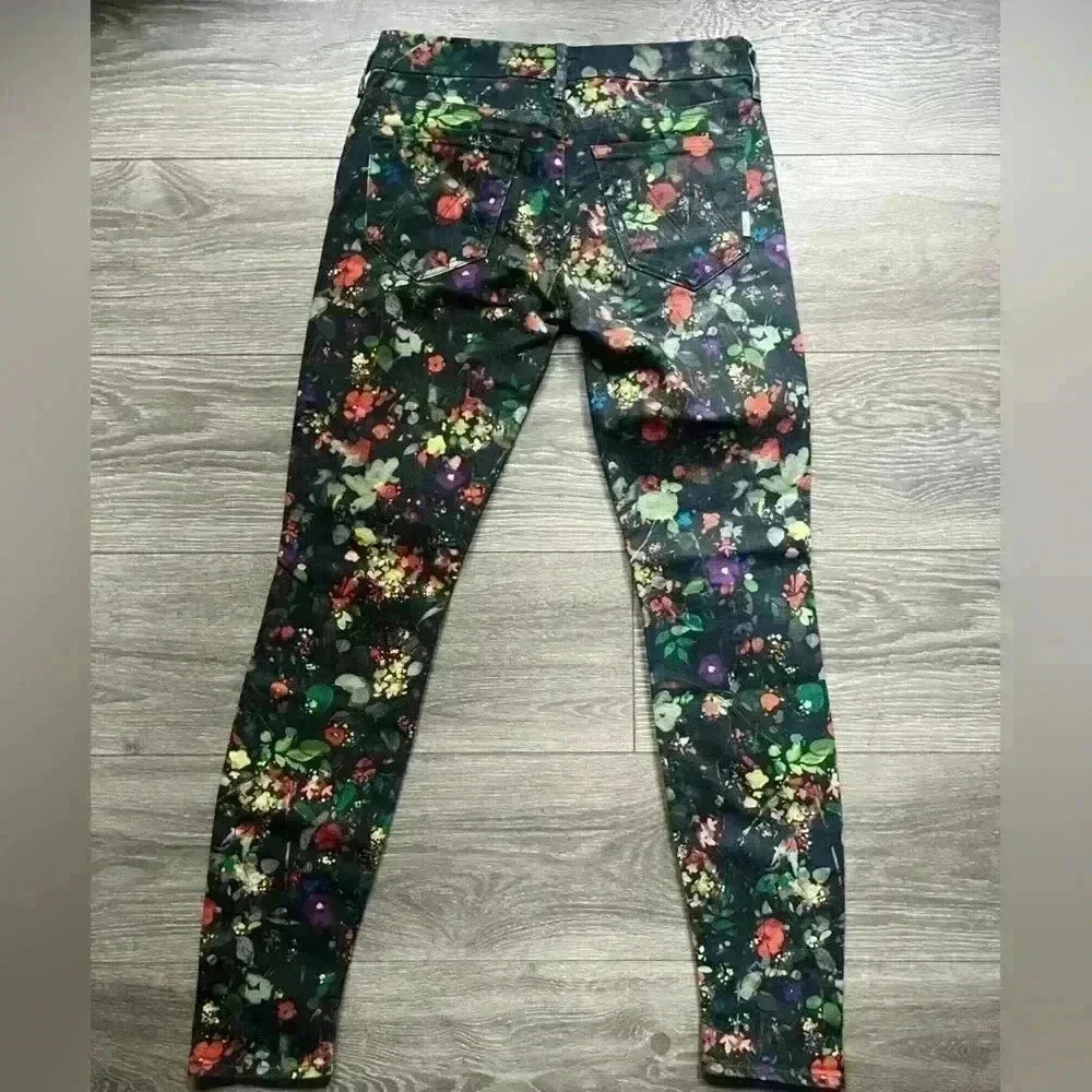 MOTHER Jeans The Looker Magical Forest Floral Print Skinny Black Denim Size 25 - Picture 2 of 9